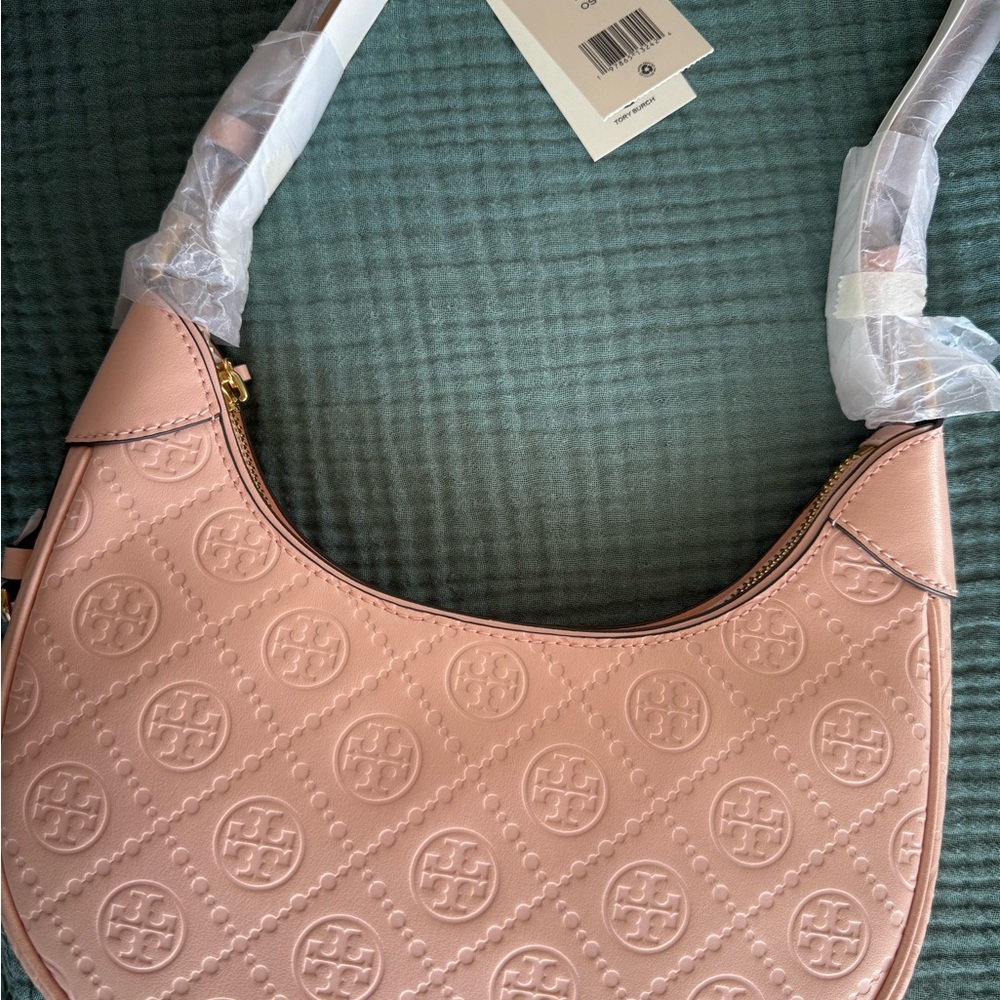 Tory Burch Pink Shoulder Bag with Embossed Design